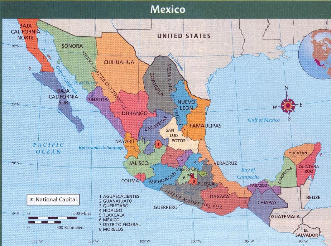 aztec Meksiko mapu