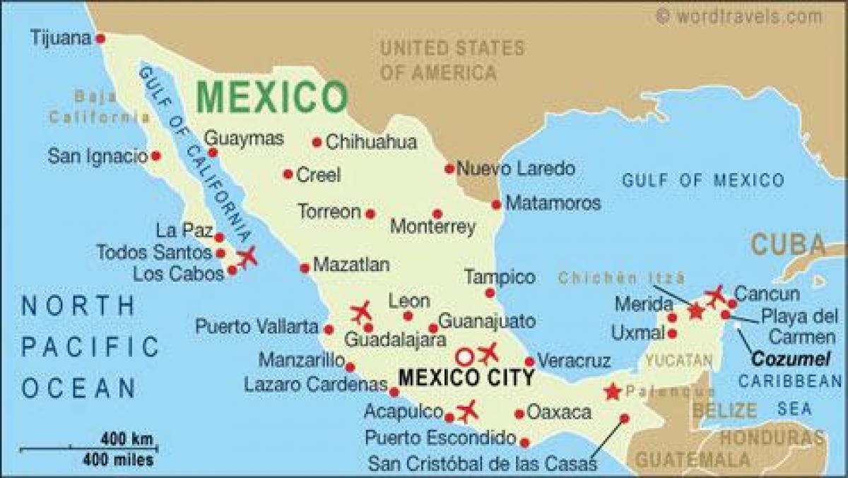 mapa aerodrome u Meksiku