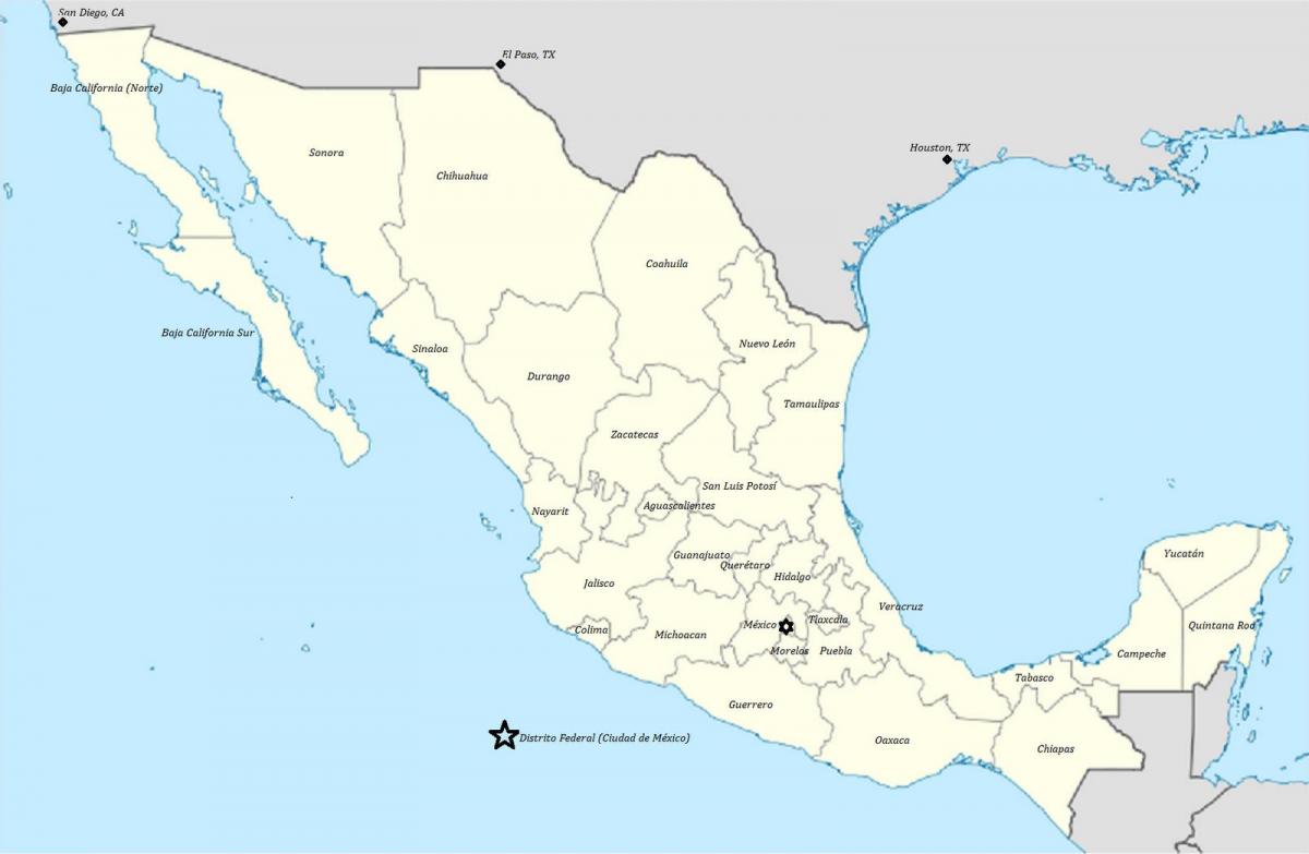 država Meksika mapu