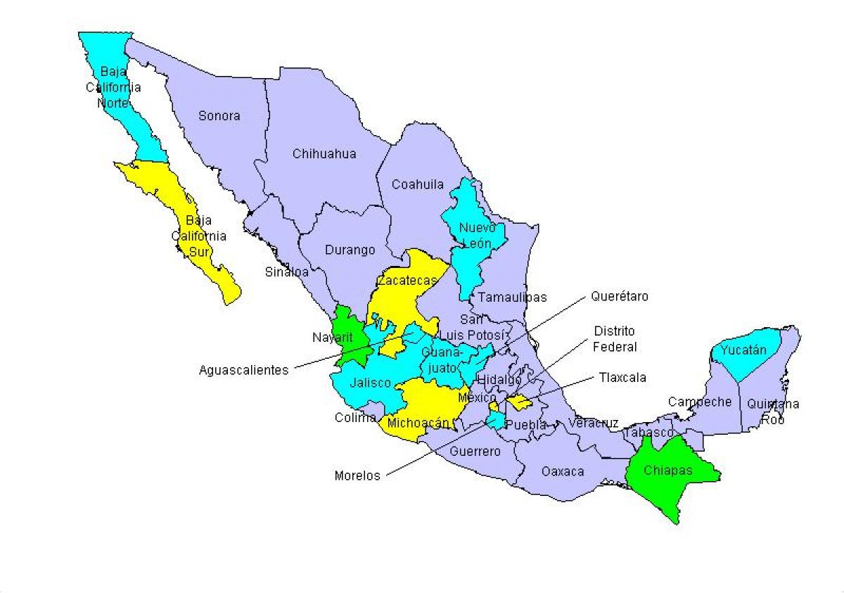 mapa Mexicos država