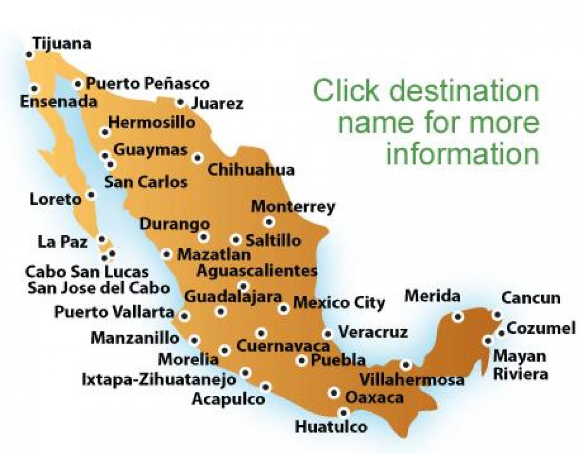 mapa plaže u Meksiku