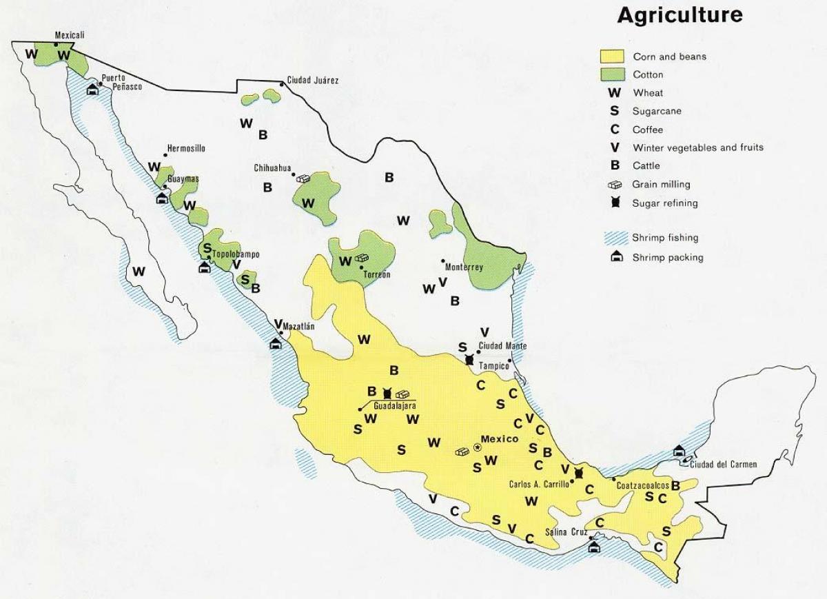 mapa Meksiko poljoprivrede