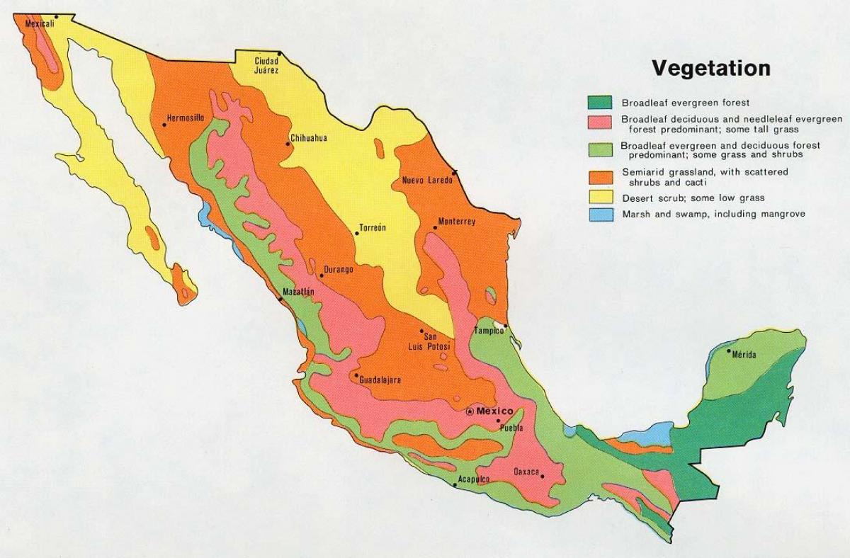 mapa Meksiko natual ressources