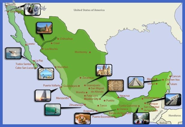 mapa Meksiko turističke destinacija