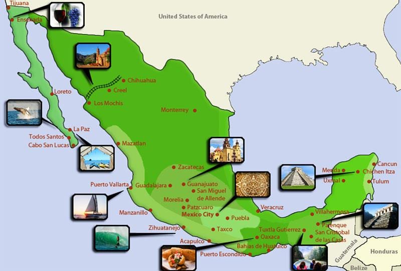 turističke mapu Meksiku