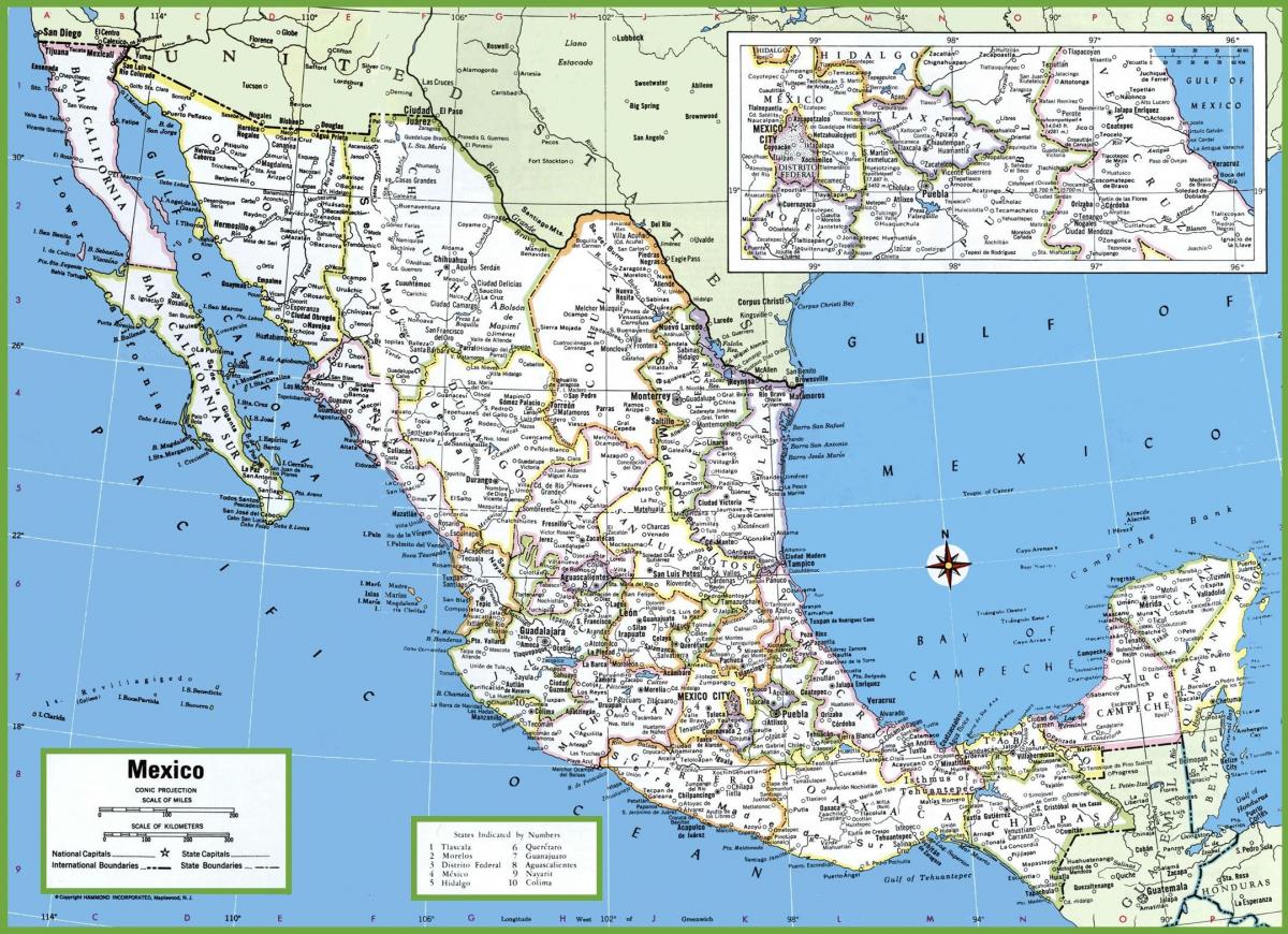 mapa Meksiko veliki