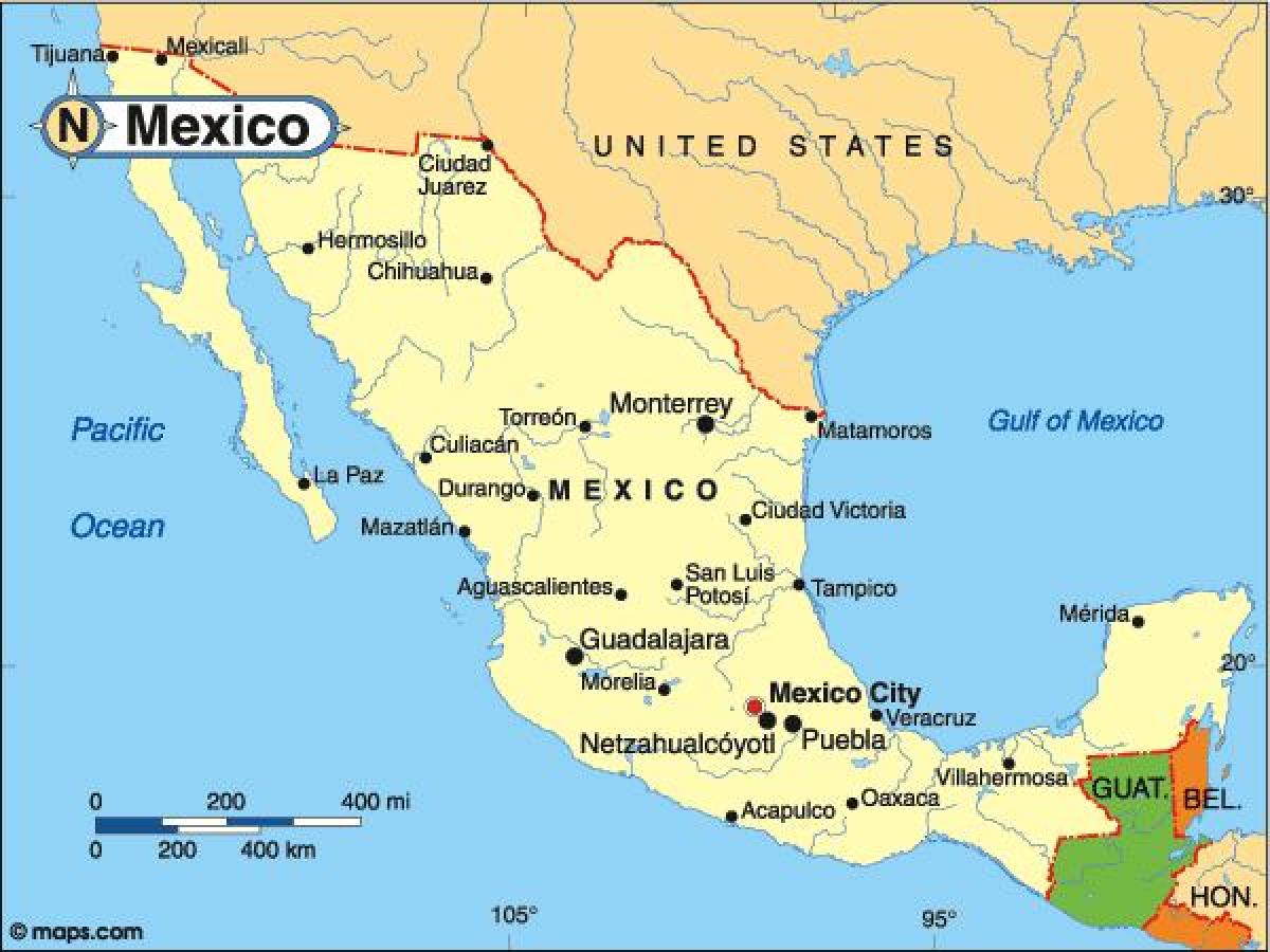 zemlja Meksiko mapu
