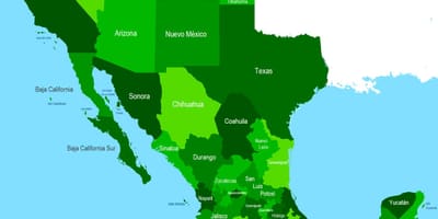 Mapa jugozapadu Meksiku