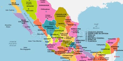 Meksiko mapa sa države i gradove