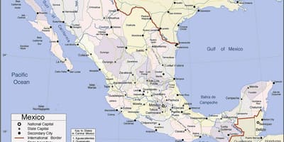 Mapa Meksiko pacific coast odmarališta