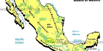 Mapa Meksiko planinske lance