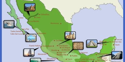 Mapa Meksiko turističke destinacija