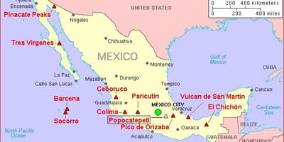 Mapa Meksiko vulkan