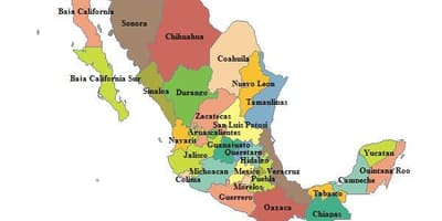 Mapa Meksiko provincija