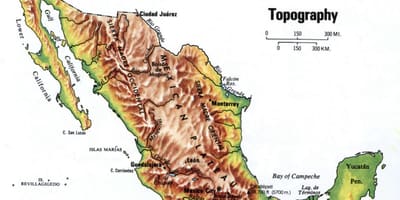 Meksiko topografske mapu